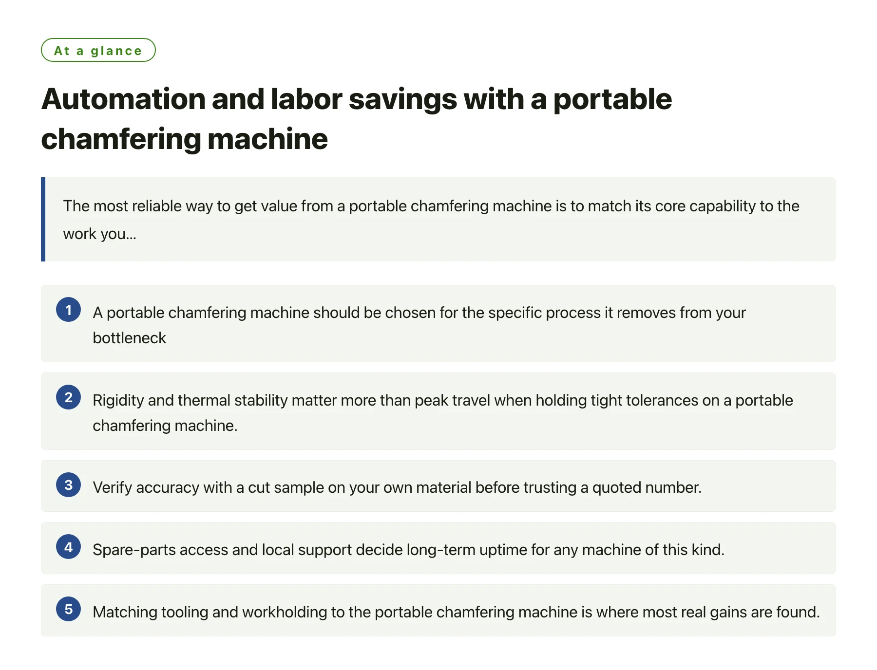 Automation and labor savings with a portable chamfering machine——全文要点速览